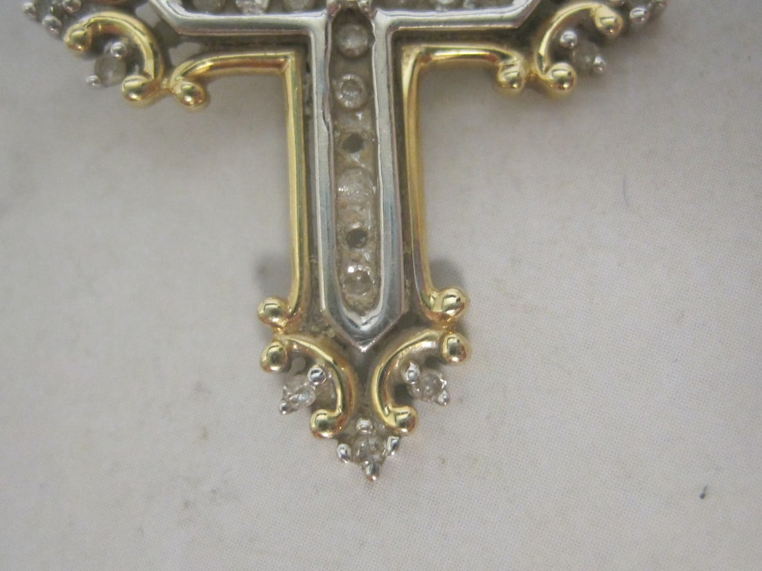 14k Gold Diamond Cross Pendant on 18" 14k Gold Chain - 4