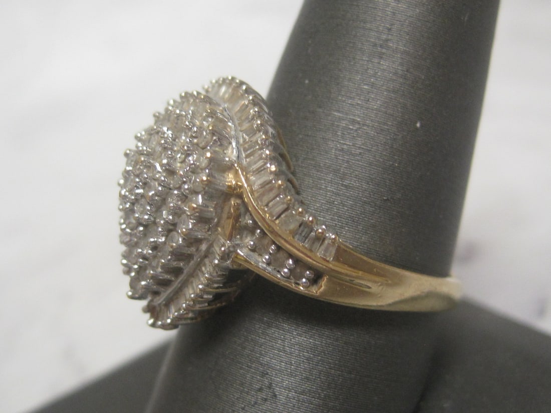 10k Gold Diamond Cluster Cocktail Ring - 2