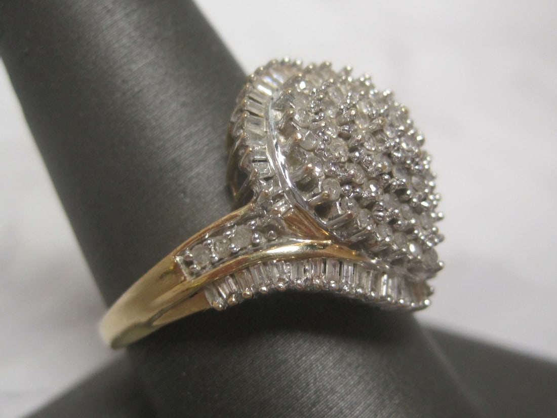 10k Gold Diamond Cluster Cocktail Ring - 3