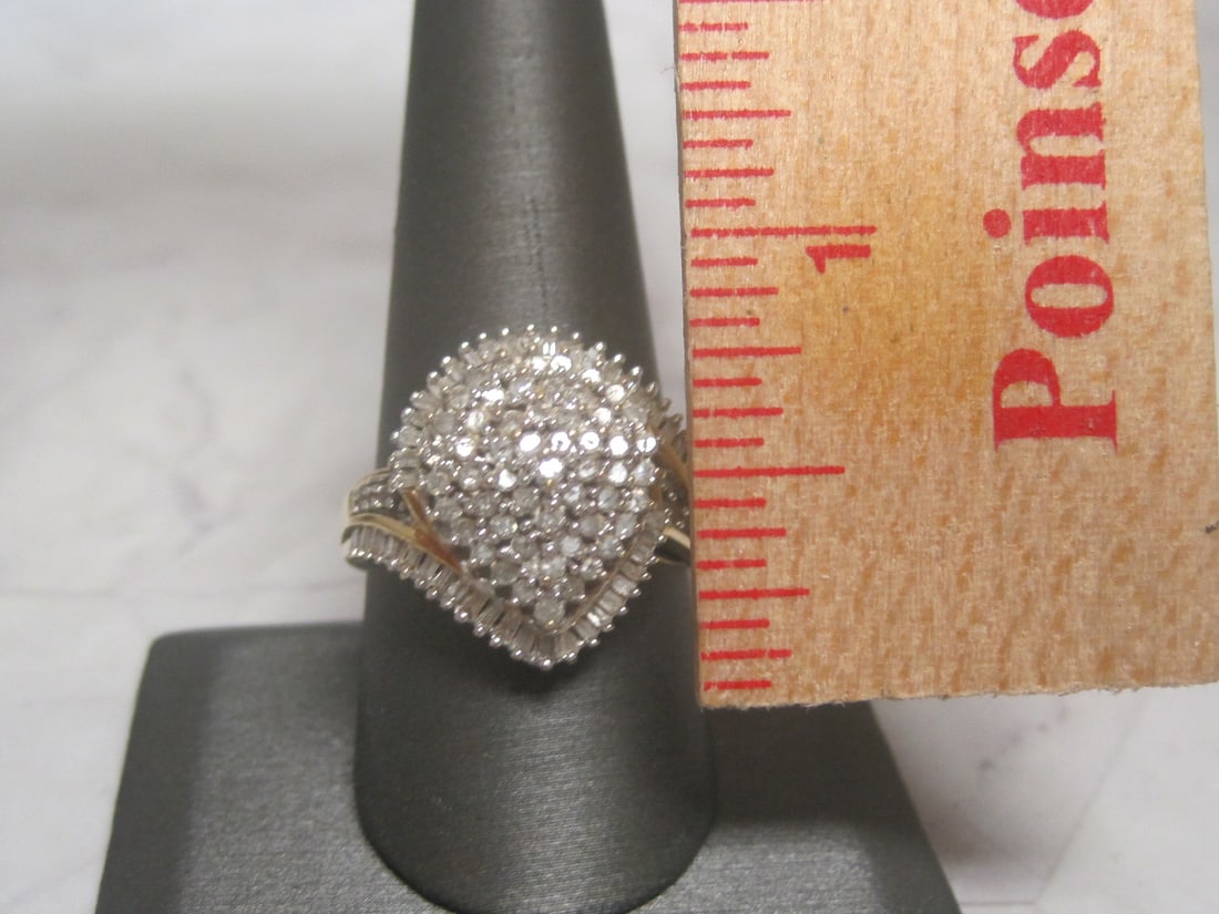 10k Gold Diamond Cluster Cocktail Ring - 4