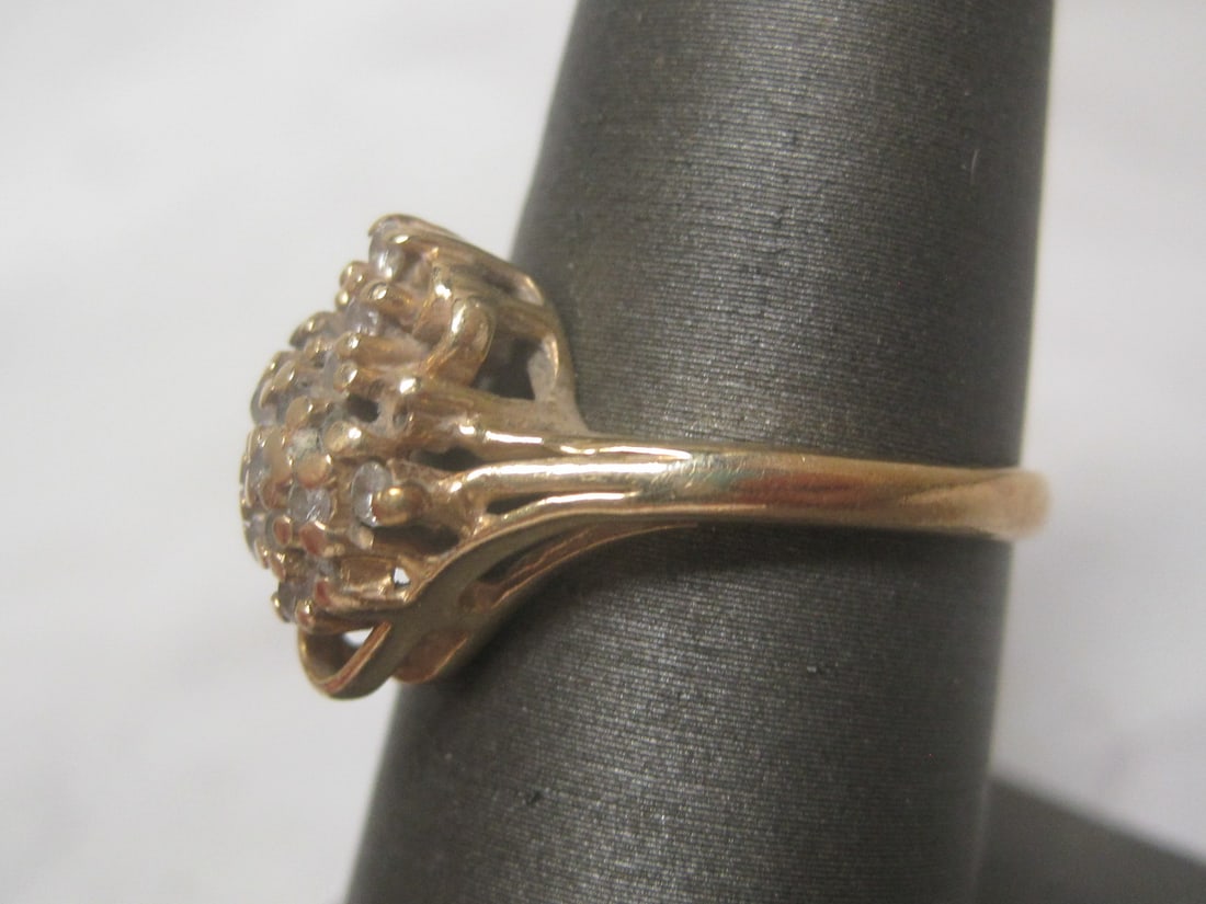 14k Gold Diamond Cluster Ring - 2