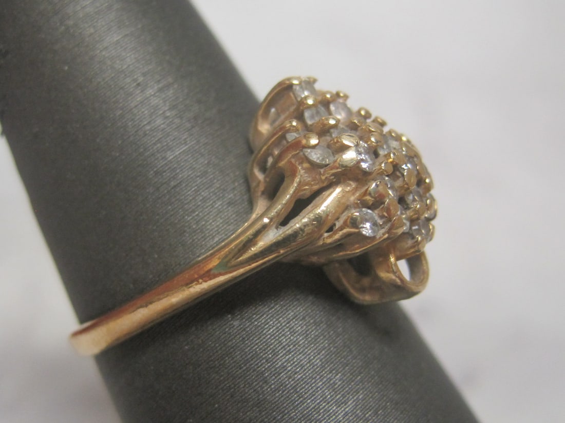 14k Gold Diamond Cluster Ring - 3