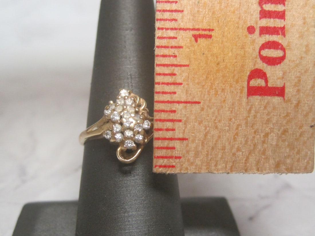 14k Gold Diamond Cluster Ring - 4