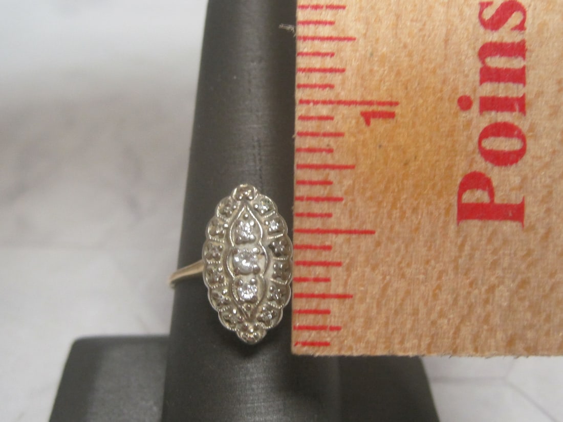 Antique 10k Gold Diamond Princess Ring - 4