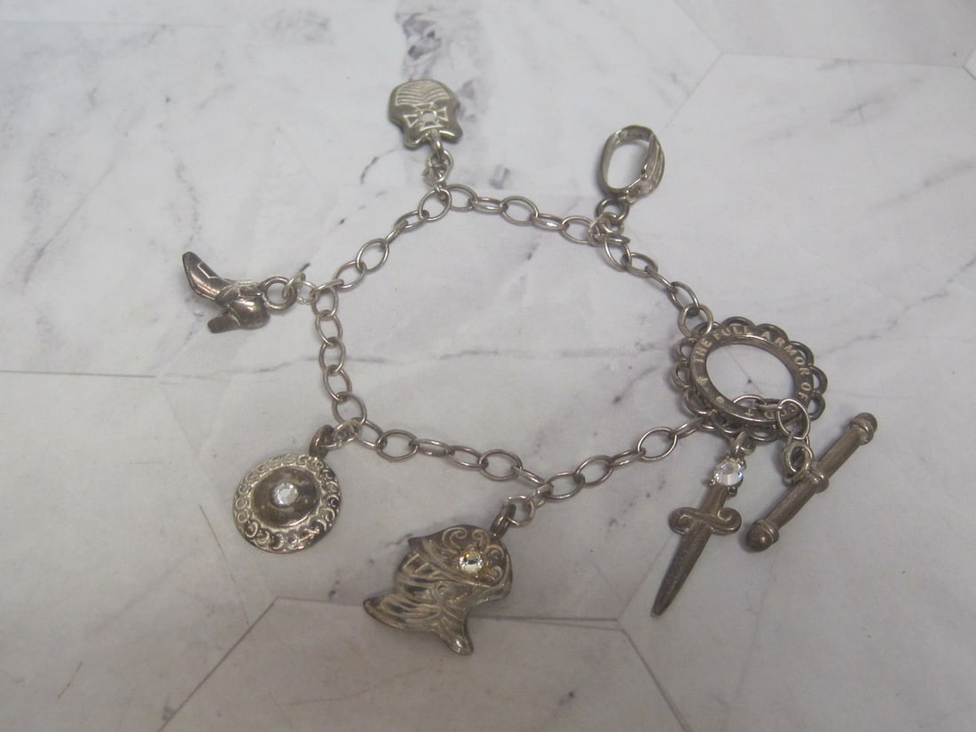 8" Sterling Silver "The Full Armor of God" Charm Bracelet (1 of 5)
