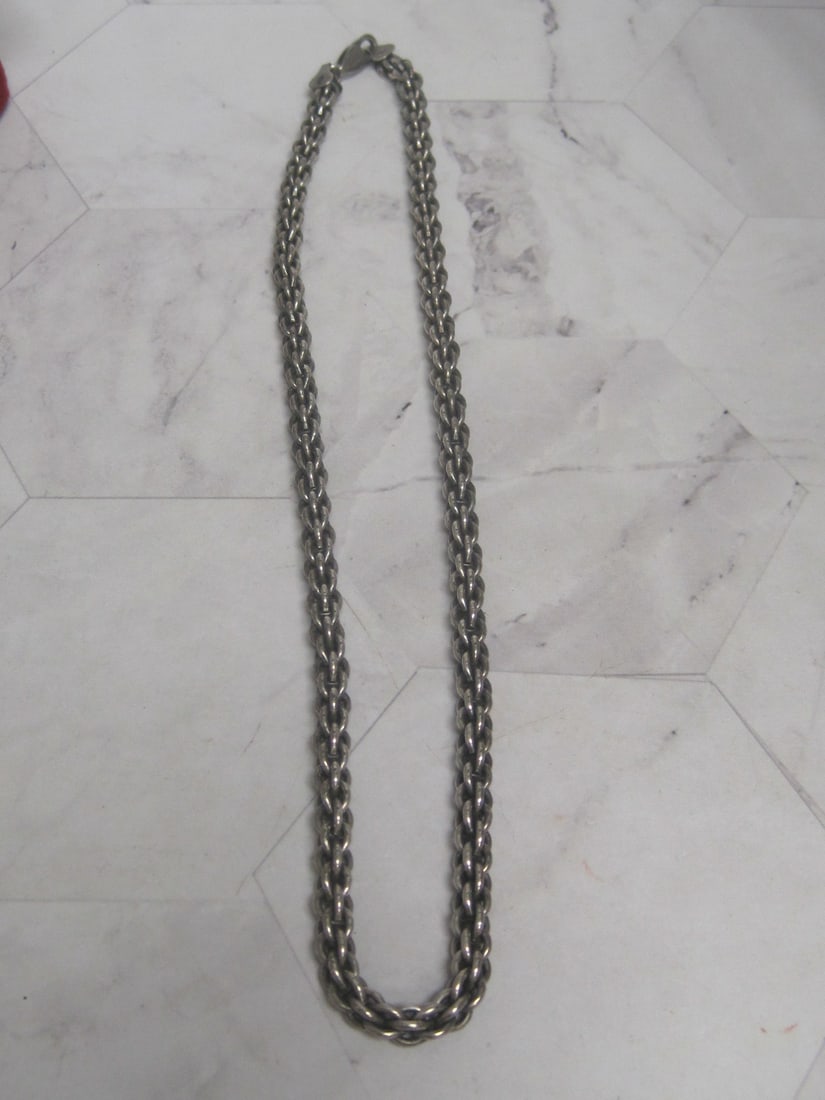 18" Sterling Silver Chunky Woven Chain Necklace: Weighs 44.8 grams