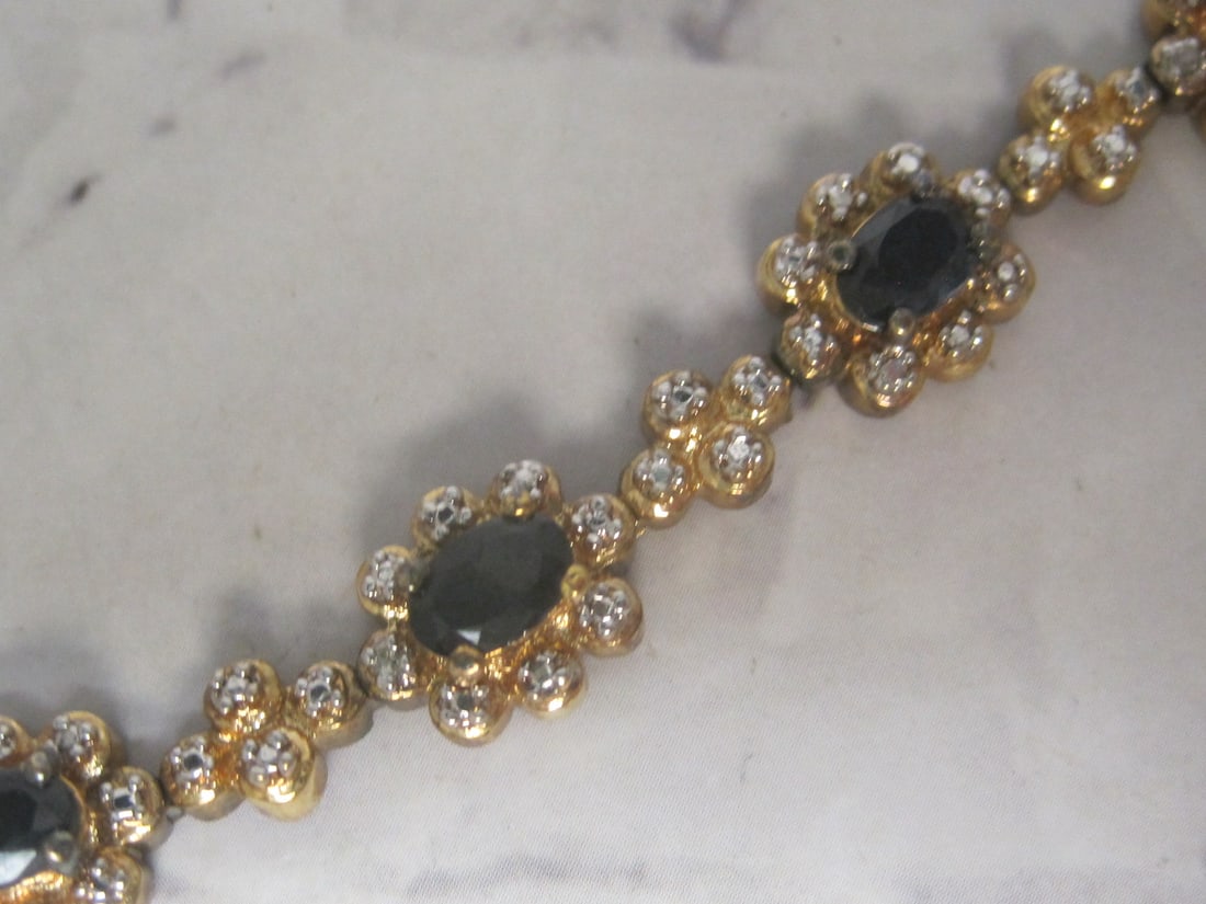 7" Sterling Silver Vermeil Sapphire Bracelet - 3
