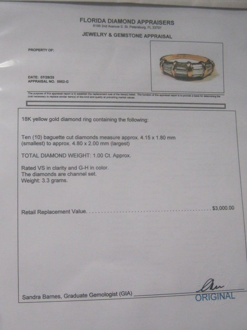18k Gold Diamond Band appraised at $3000 - 5