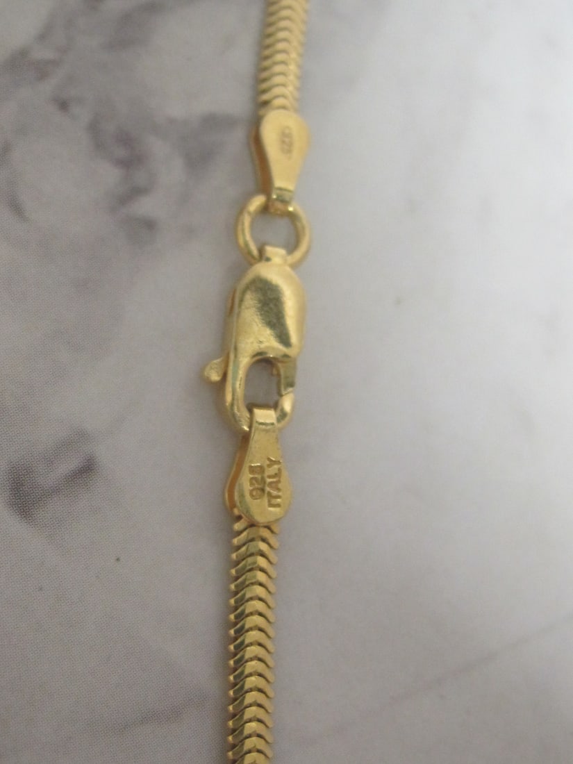 18" Sterling Silver Vermeil Snake Style Chain - 3