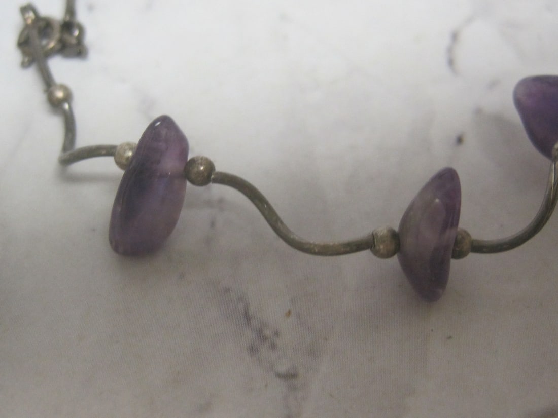 8" Sterling Silver Amethyst Stone Bracelet - 2