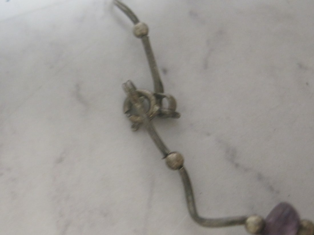 8" Sterling Silver Amethyst Stone Bracelet - 3