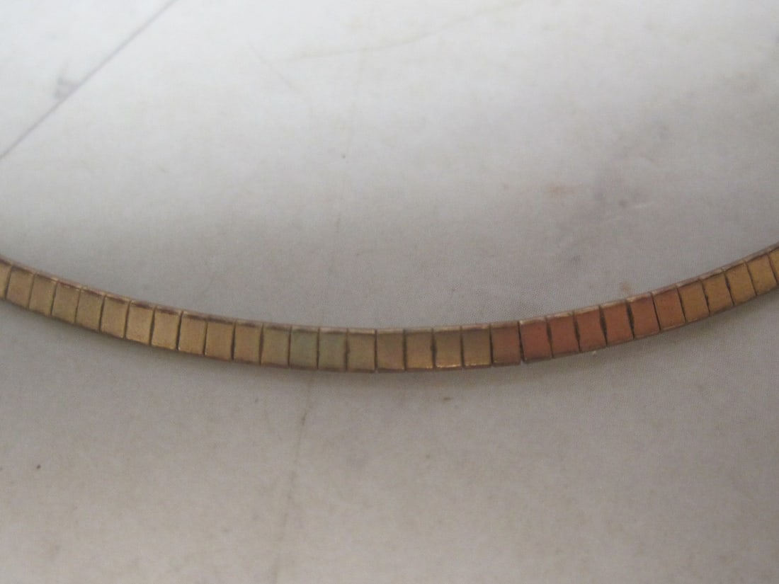 16" Sterling Silver Rose Gold Vermeil Omega Style Necklace - 2