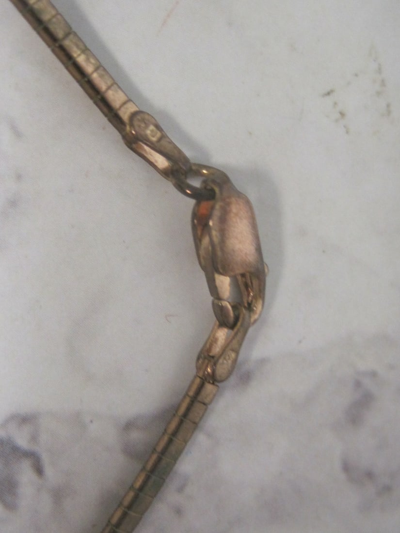 16" Sterling Silver Rose Gold Vermeil Omega Style Necklace - 4