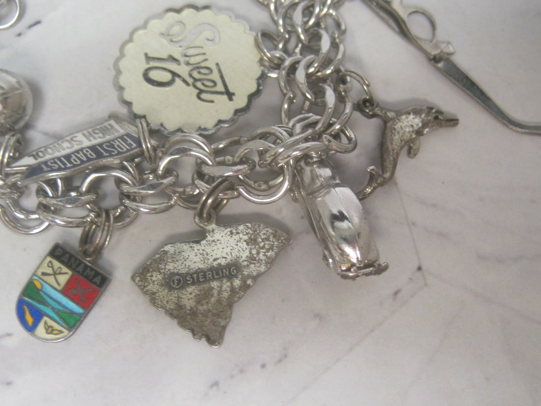 8" Vintage Charm Bracelet with Sterling Silver Charms - 3