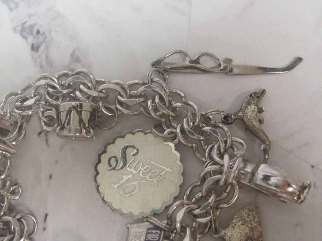 8" Vintage Charm Bracelet with Sterling Silver Charms - 4