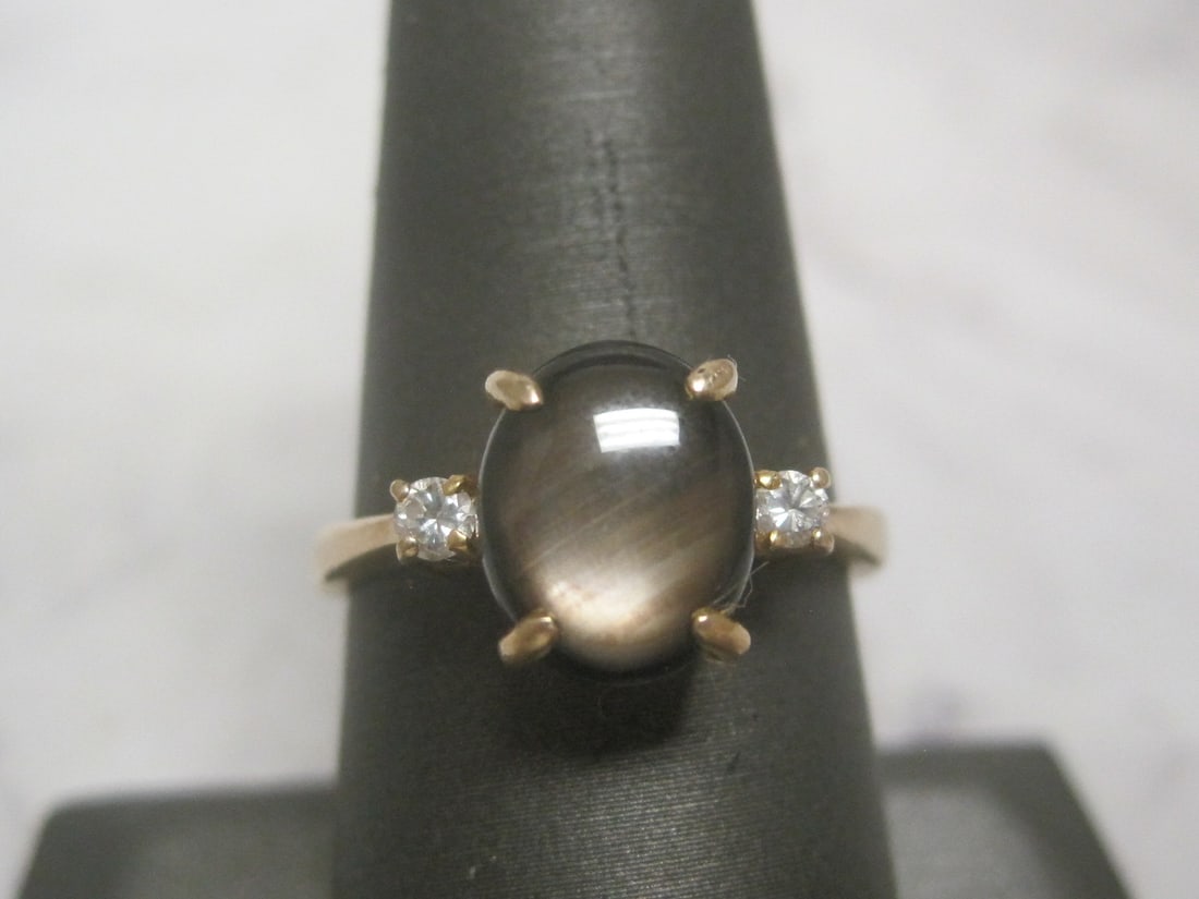 14k Gold Black Star Sapphire & Diamond Ring - 3