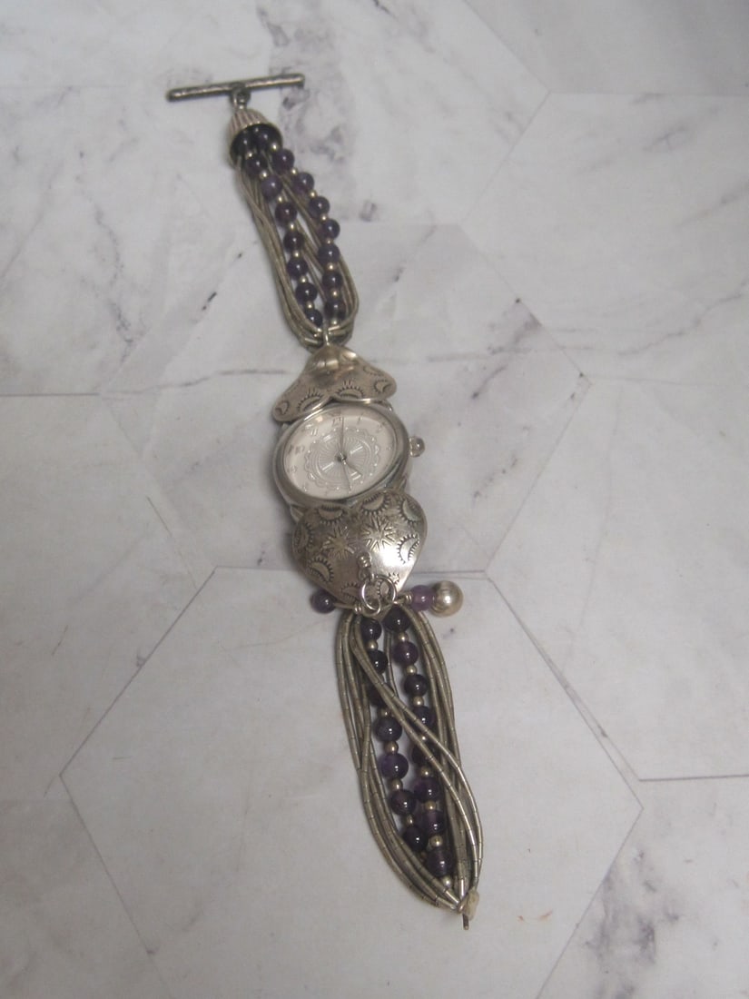 Southwest Traditions Watch with Sterling Silver & Amethyst Beads Band: Band needs repair