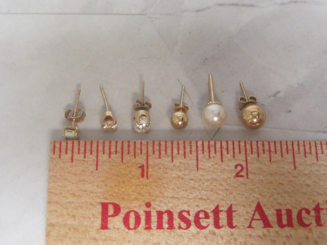 Lot of 6 14k Gold Single Earrings - 6