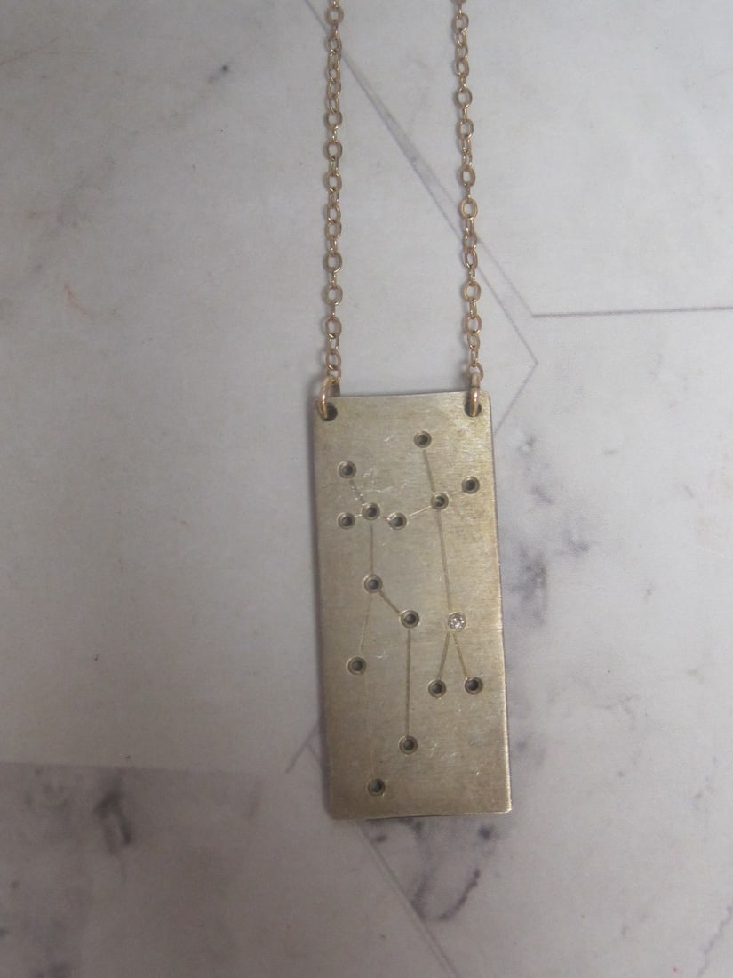 20" Sterling Silver Gold-Filled Constellation Necklace with Diamonds: Weighs 9 grams, Signed with Makers Mark