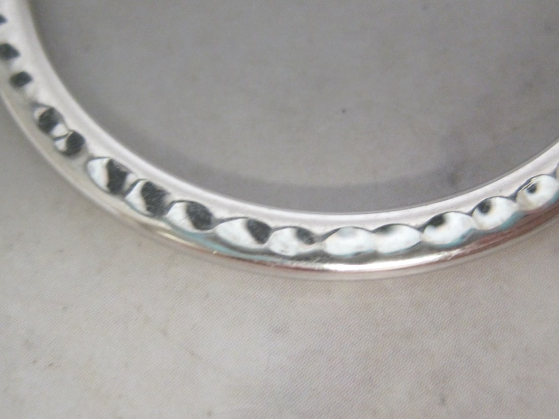 Single 14k White Gold Hammered Hoop Pierced Earring - 3