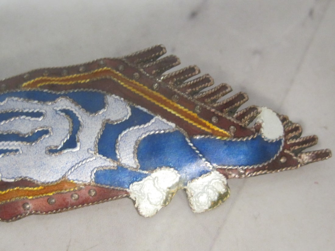 Sterling Silver Enameled Cat on Carpet Brooch - 3