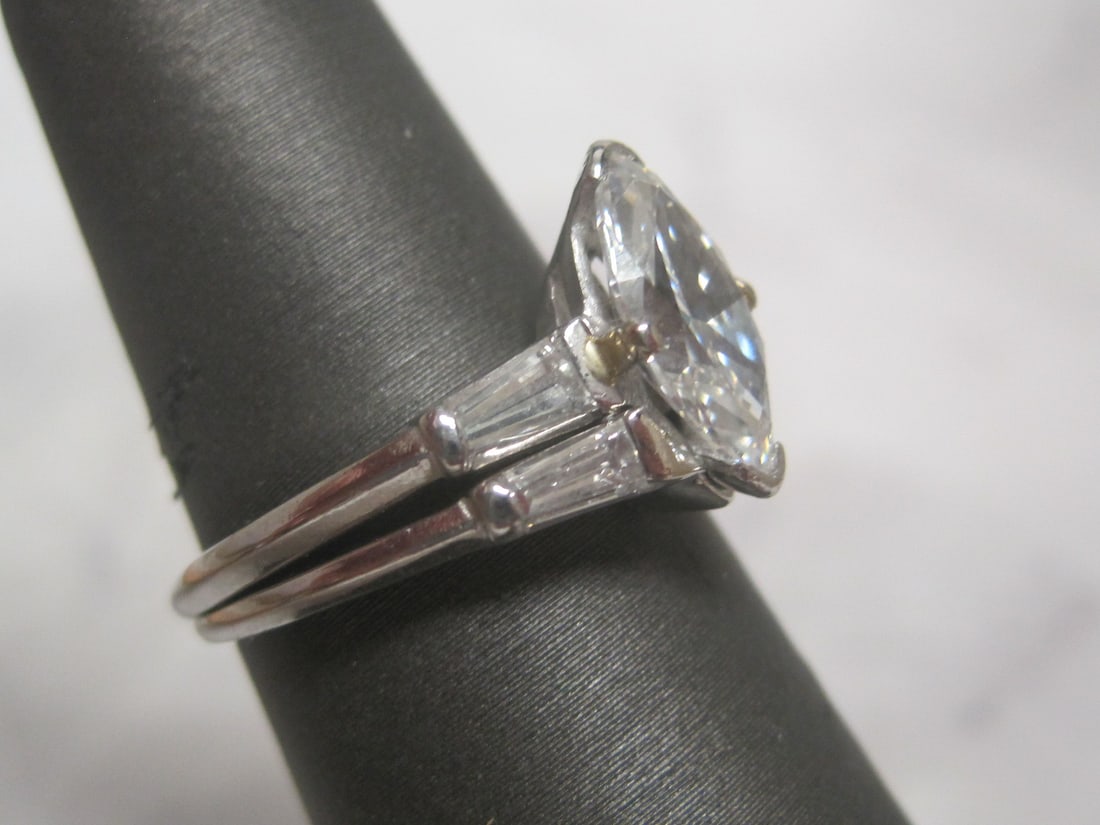 Platinum 1.52 Carat Diamond Wedding Set Ring & Band appraised at $21,000 - 4