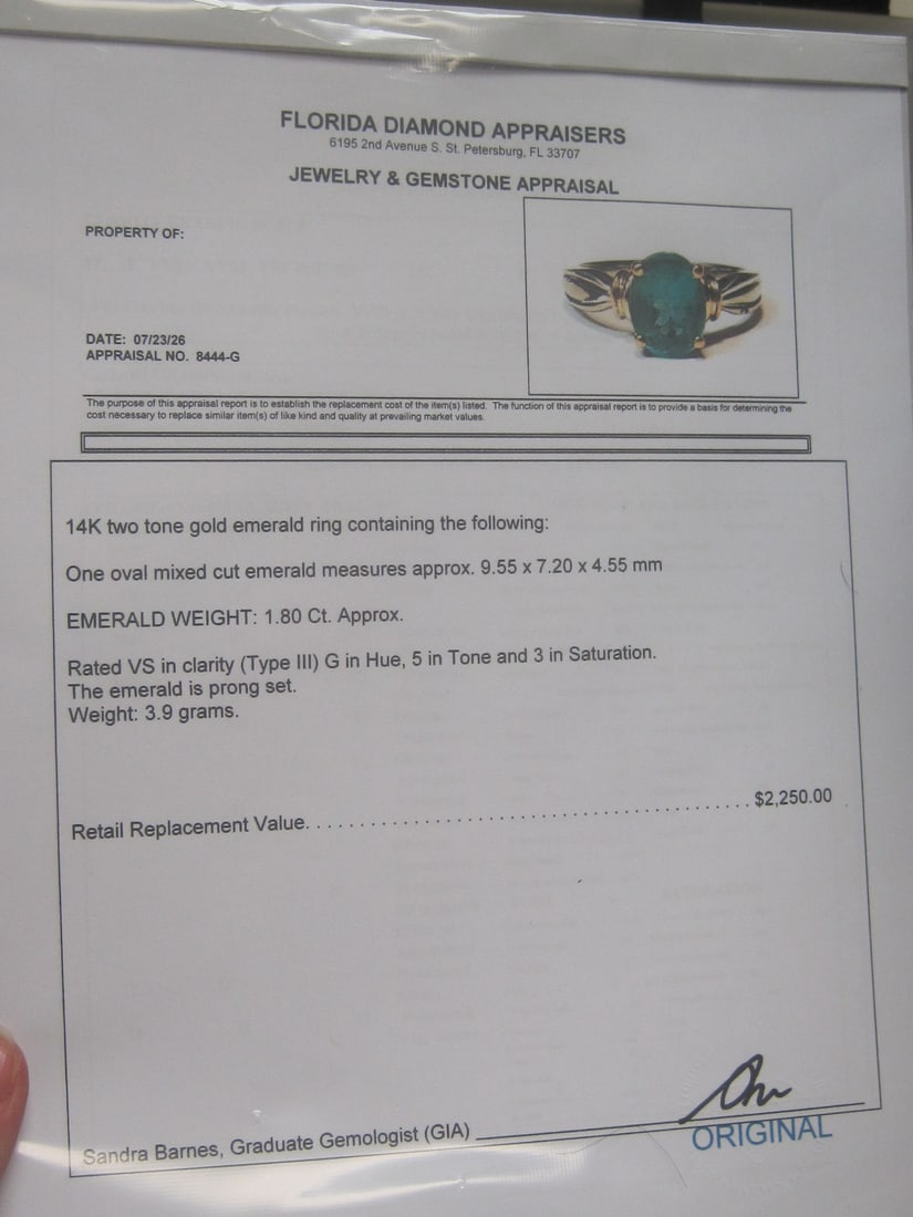 14k Gold Emerald Ring appraised at $2,250 - 5