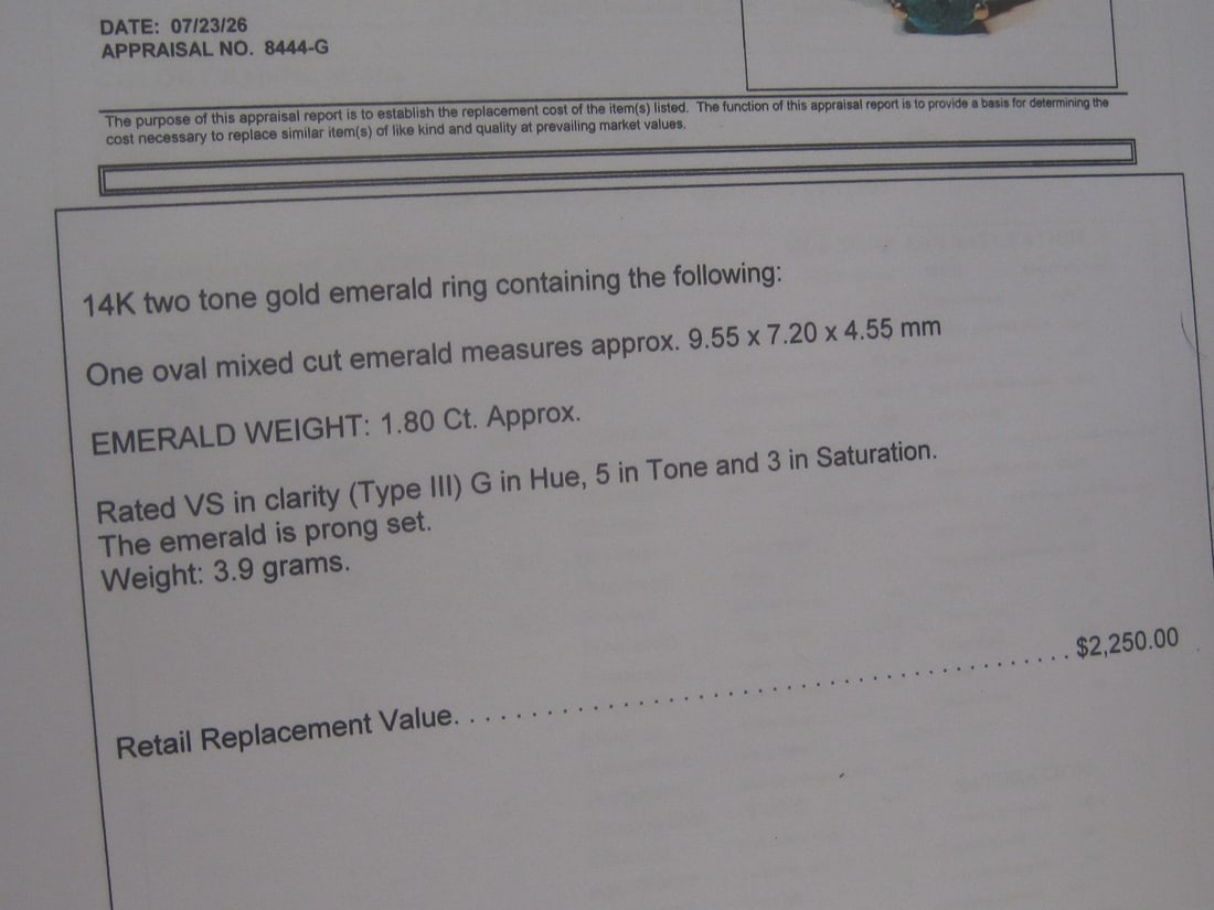 14k Gold Emerald Ring appraised at $2,250 - 6