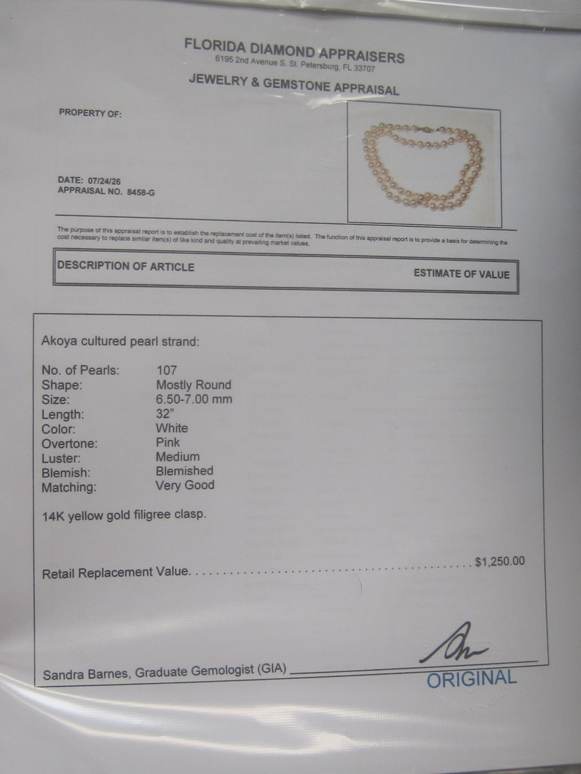 32" Pearl Necklace appraised at $1,250 - 6