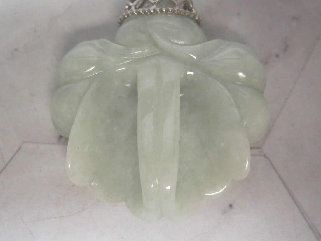 Forbidden City Jade Orchid Enhancer with Sterling Silver Bale - 3