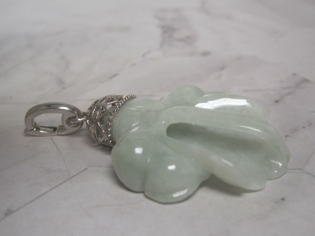 Forbidden City Jade Orchid Enhancer with Sterling Silver Bale - 4