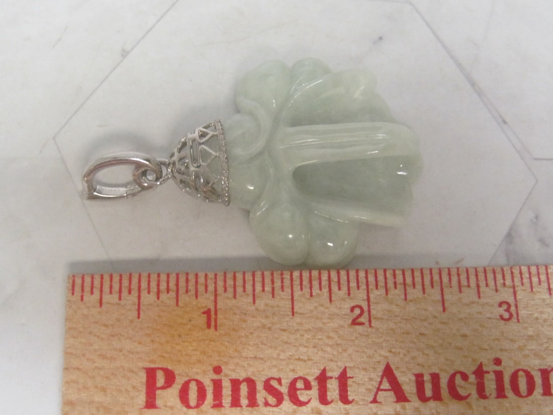 Forbidden City Jade Orchid Enhancer with Sterling Silver Bale - 5