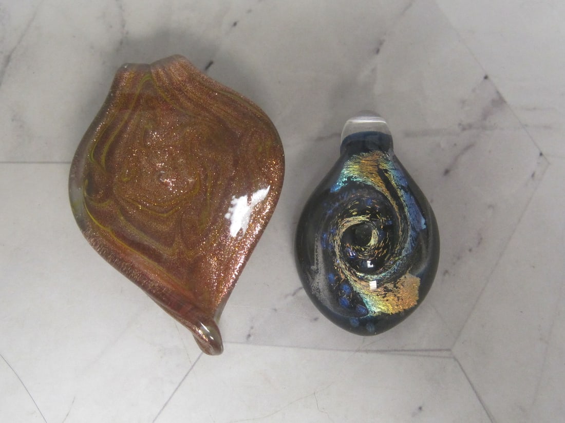 Lot of 2 Art Glass Pendants: .