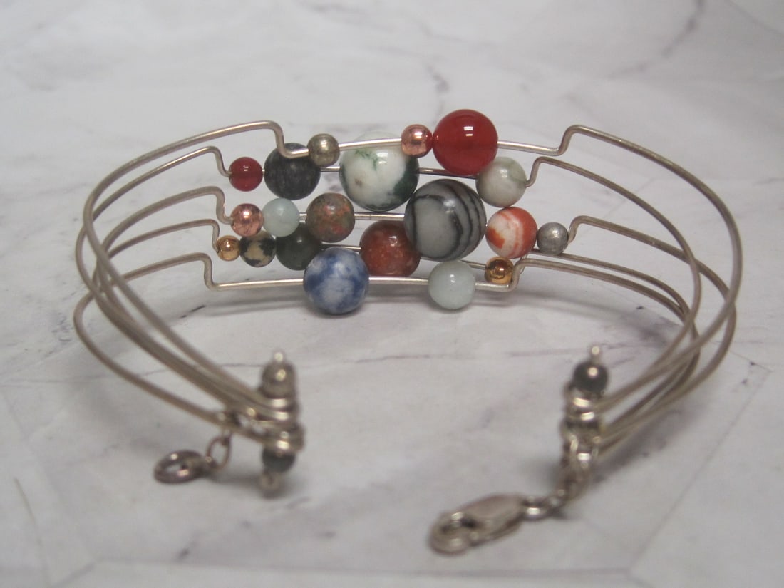Sterling Silver Multi-Gemstone/Multi-Strand Cuff Bracelet - 3