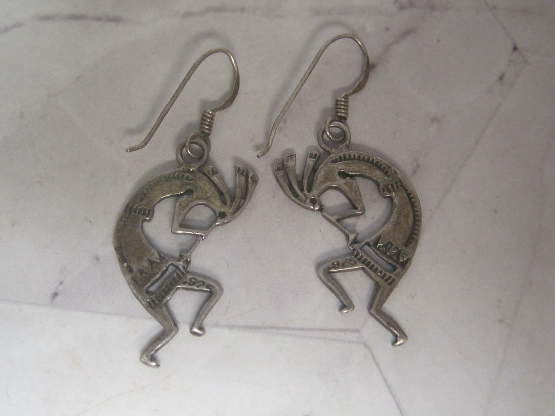 Sterling Silver Kokopelli Earrings: Weighs 3.9 grams