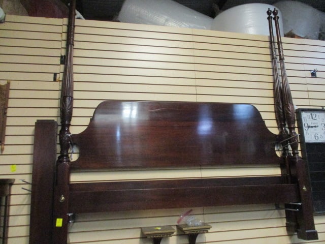King Poster Bed w/Rice Carving-Headboard,footboard,rails: .