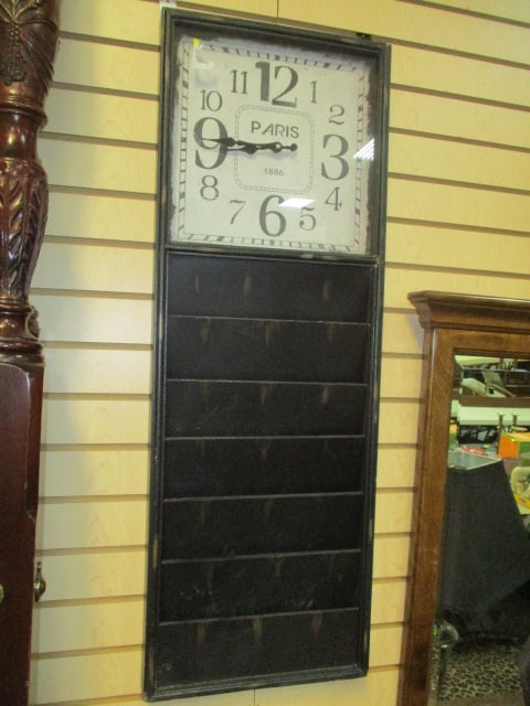 Industrial Style Wall Clock/Mail Organizer: 14 x 39