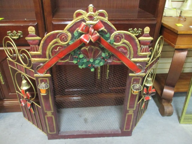 Arched Metal & Wire Mesh Fireplace Screen: 48 x 36
