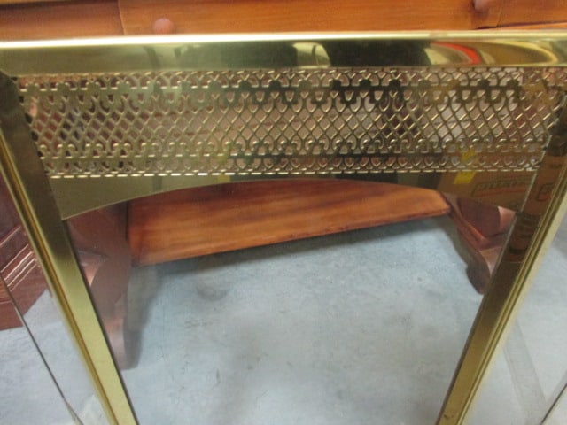 Brass & Glass Folding Fireplace Screen - 2