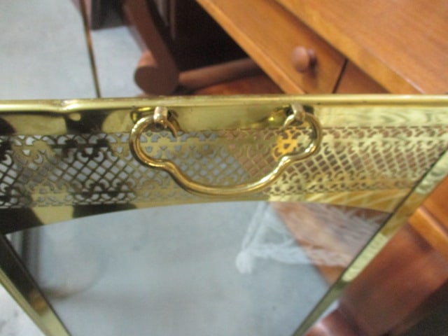Brass & Glass Folding Fireplace Screen - 4
