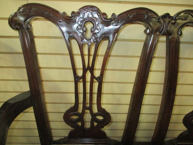 Chippendale Style Mahogany Triple Back Settee - 2