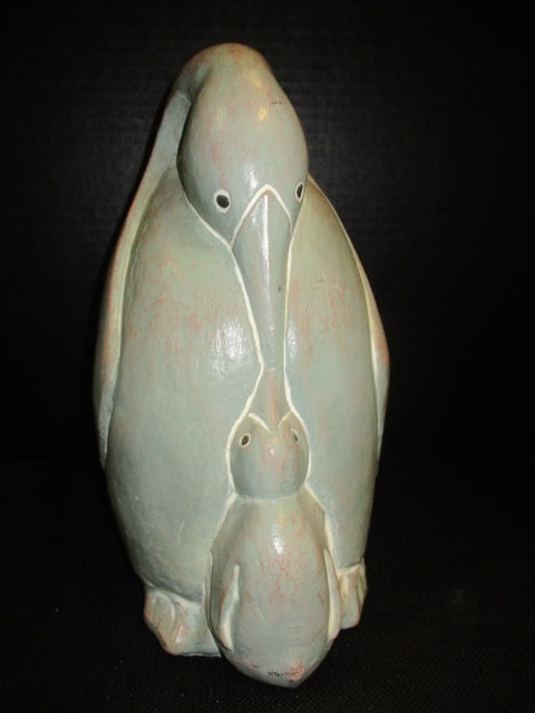Isabel Bloom Concrete Penguin & Baby Sculpture: 11"