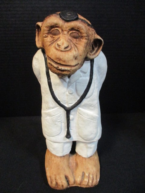 Concrete Chimpanzee Doctor Figurine: 13"