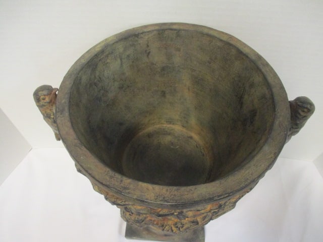Distressed Finish Lidden urn w/Bird Handles & Bird on Lid - 5