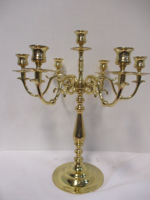 Baldwin 7 Light Polished Brass Candleabra: 16"