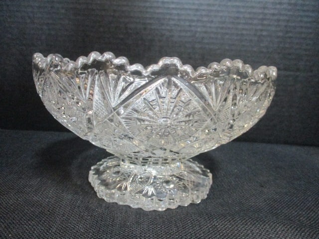 Pressed Glass 'Fancy Flowers' Footed Centerpiece Bowl (1 of 6)