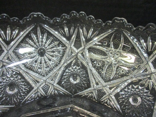 Pressed Glass 'Fancy Flowers' Footed Centerpiece Bowl - 3