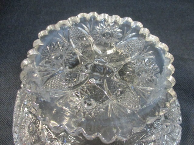Pressed Glass 'Fancy Flowers' Footed Centerpiece Bowl - 4