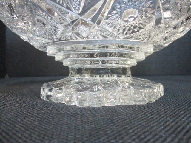 Pressed Glass 'Fancy Flowers' Footed Centerpiece Bowl - 5