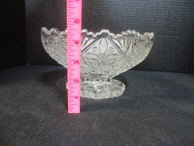 Pressed Glass 'Fancy Flowers' Footed Centerpiece Bowl - 6